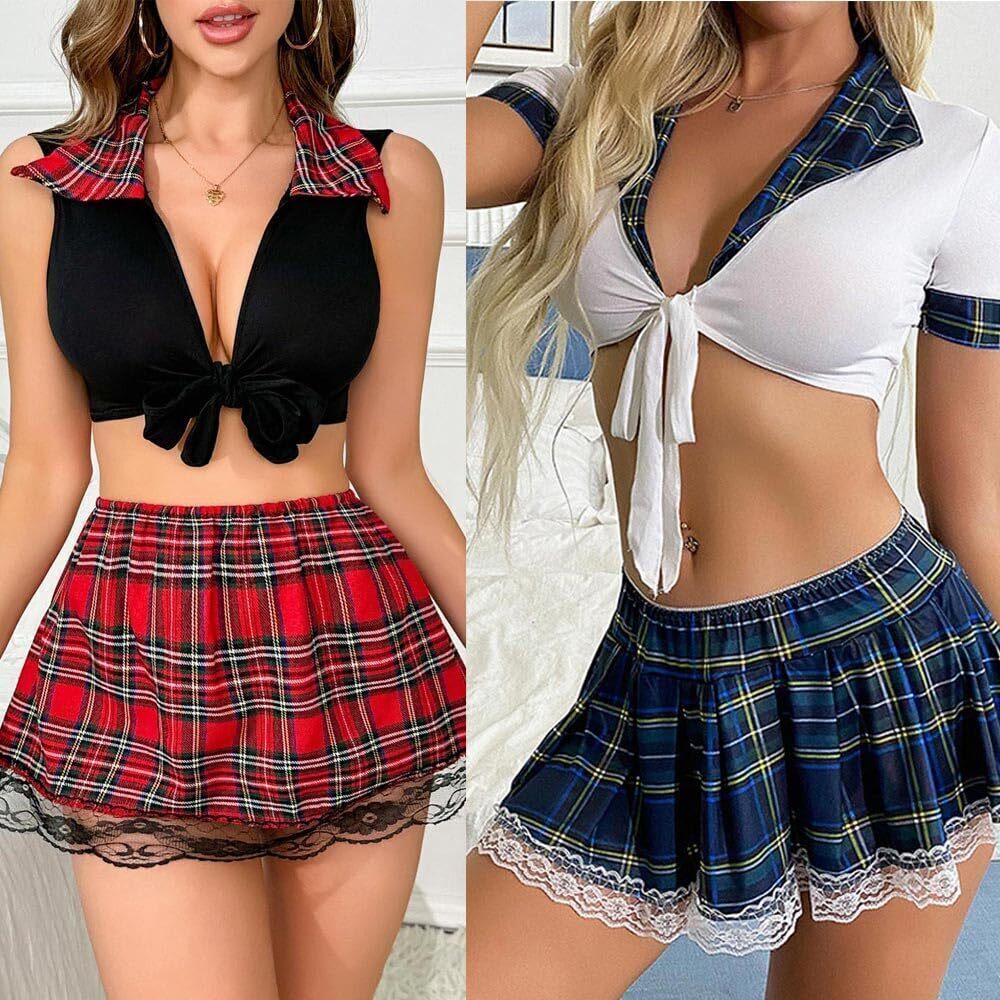 5139 Lingerie Sets Sexy School Girl Costumes Cosplay Mini Skirt X-Large